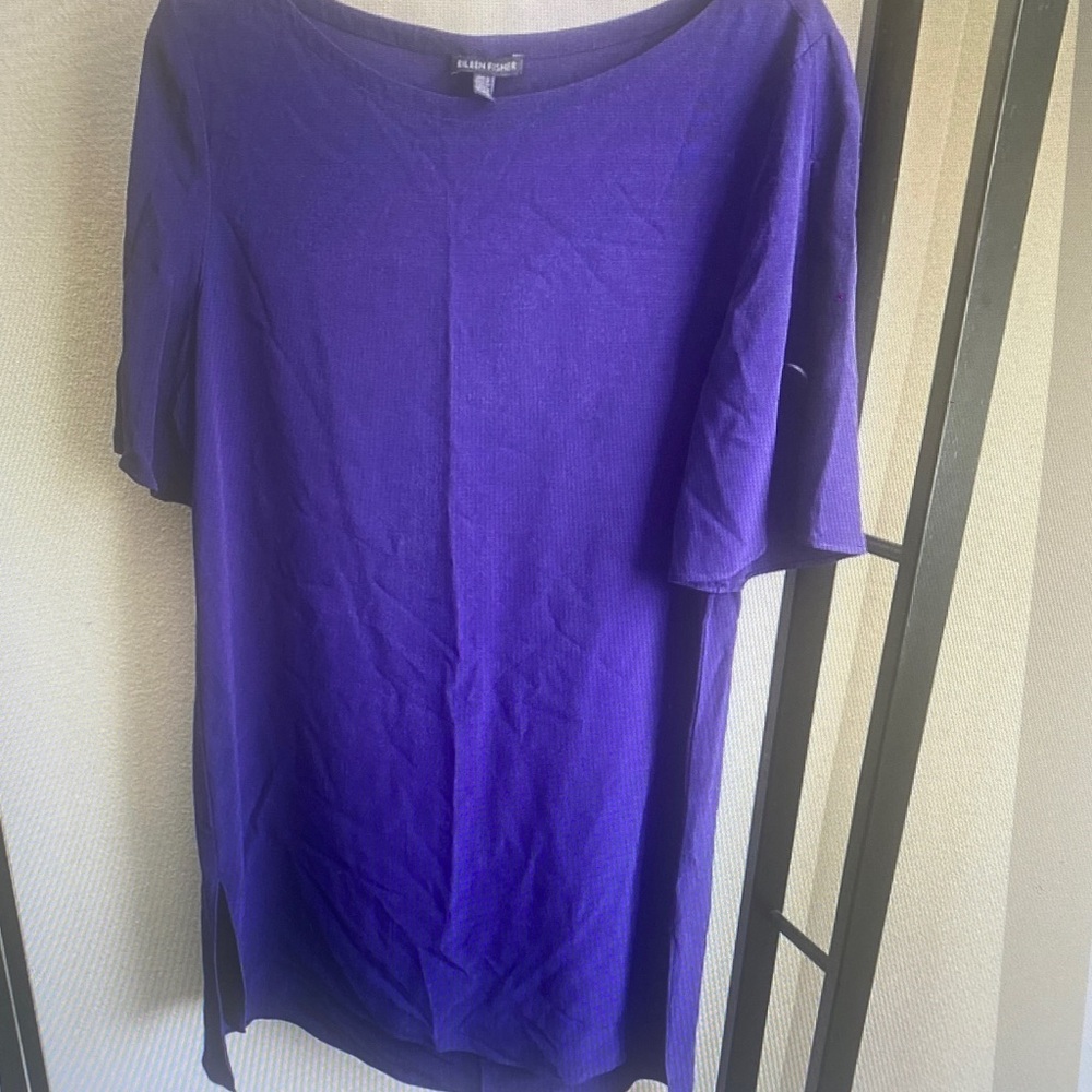 Eileen Fisher Vibrant Purple Short-Sleeve Tunic